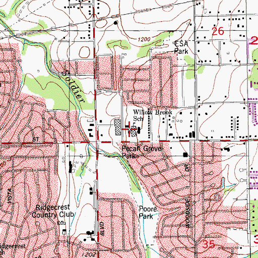 Topographic Map of Willow Brook Elementary School, OK