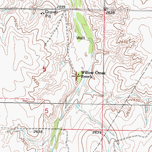 Topographic Map of Willow Creek Ranch, OK