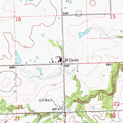 Topographic Map of Wilson, OK