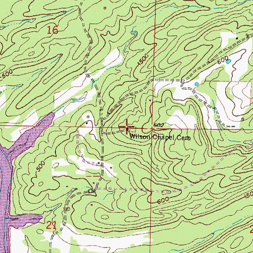 Topographic Map of Wilson Chapel Cemetery, OK