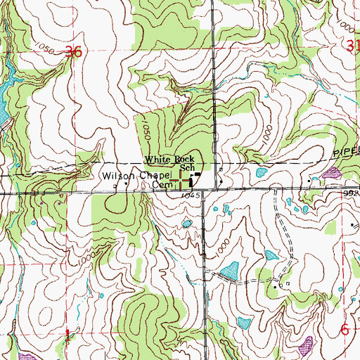 Topographic Map of Wilson Chapel Cemetery, OK