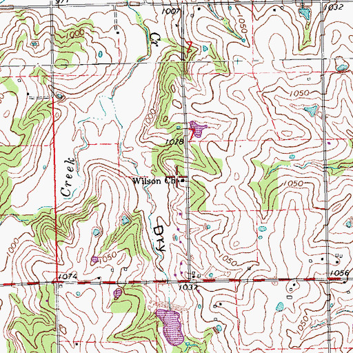 Topographic Map of Wilson Church, OK