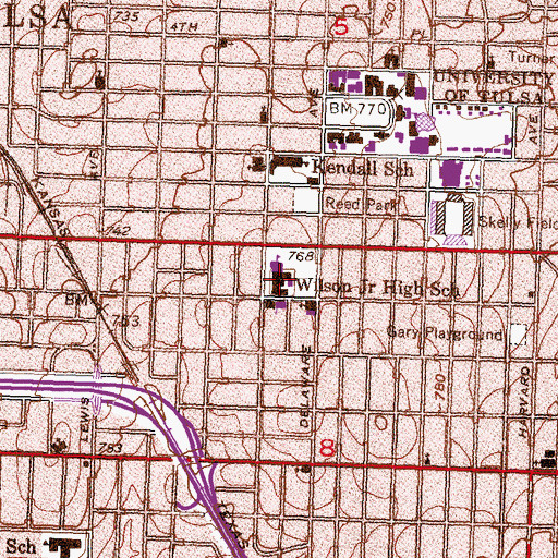 Topographic Map of Wilson Middle School, OK