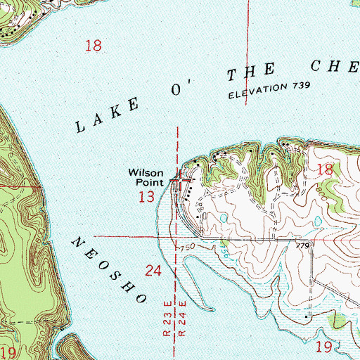 Topographic Map of Wilson Point, OK