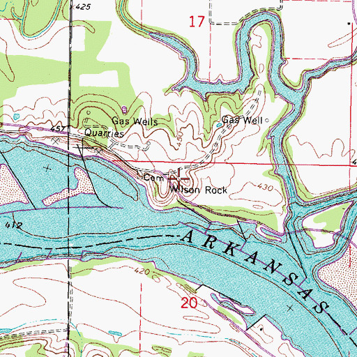 Topographic Map of Wilson Rock, OK