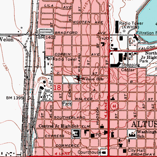 Topographic Map of Wilson School, OK