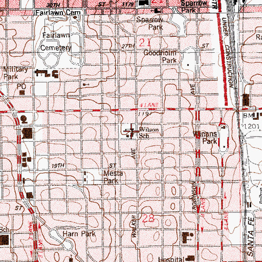 Topographic Map of Wilson Elementary School, OK