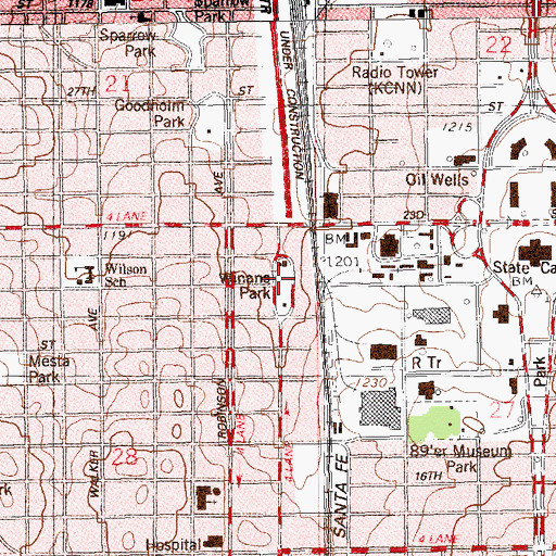 Topographic Map of Winans Park, OK