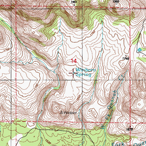 Topographic Map of Winborn Spring, OK