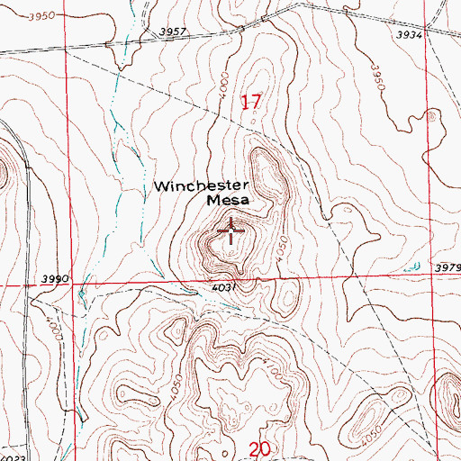 Topographic Map of Winchester Mesa, OK