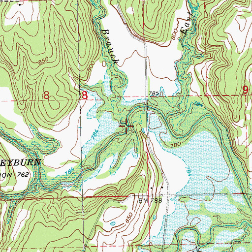 Topographic Map of Winkey Branch, OK