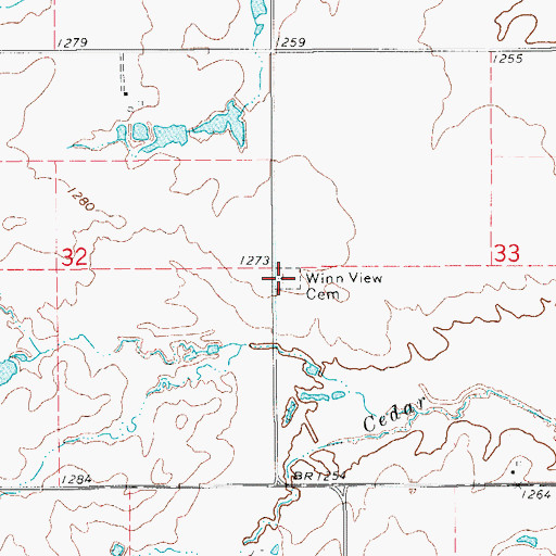 Topographic Map of Winnview Cemetery, OK