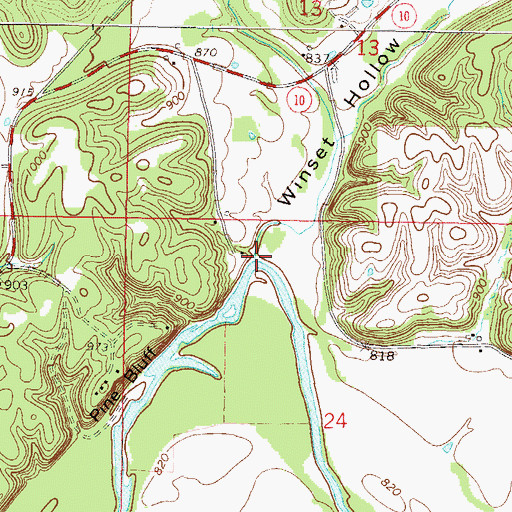Topographic Map of Winset Hollow, OK