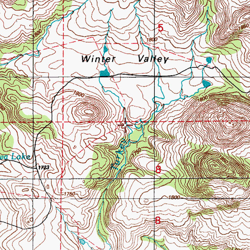 Topographic Map of Winter Valley, OK