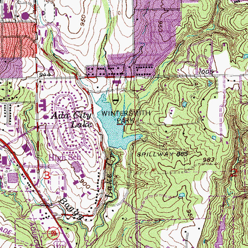 Topographic Map of Wintersmith Park, OK