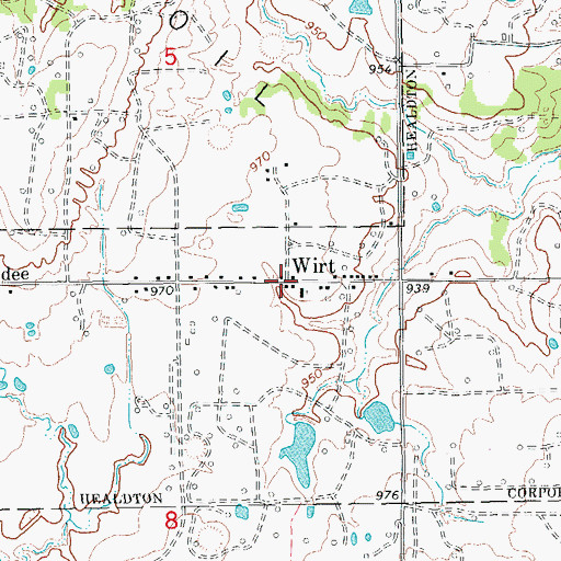 Topographic Map of Wirt, OK