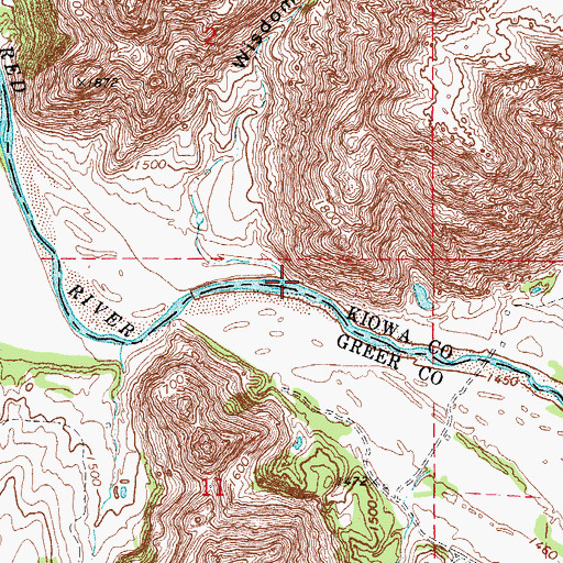 Topographic Map of Wisdom Canyon, OK