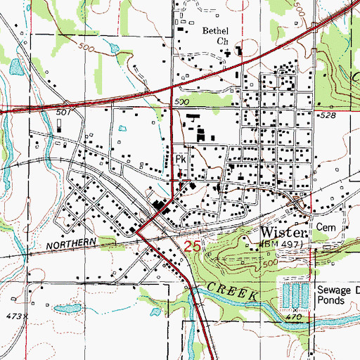 Topographic Map of Wister, OK
