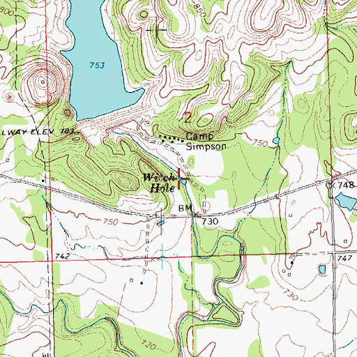 Topographic Map of Witch Hole, OK