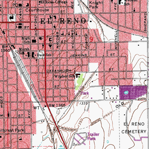 Topographic Map of Rose Witcher Elementary School, OK