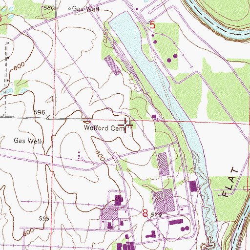 Topographic Map of Wofford Cemetery, OK