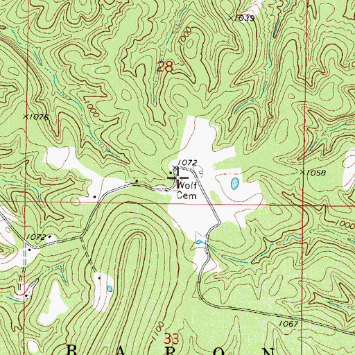 Topographic Map of Wolf Cemetery, OK