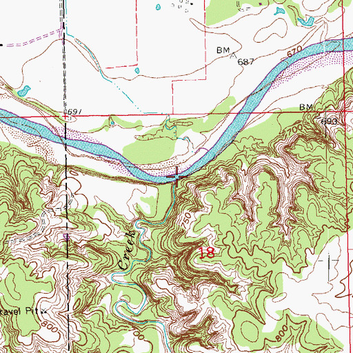 Topographic Map of Wolf Creek, OK