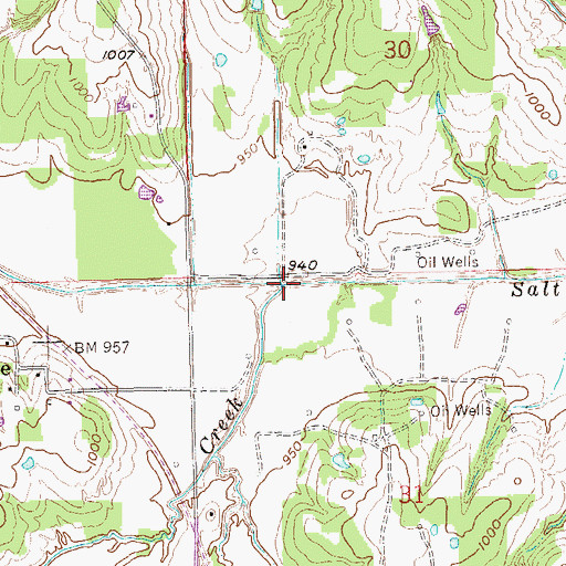 Topographic Map of Wolf Creek, OK