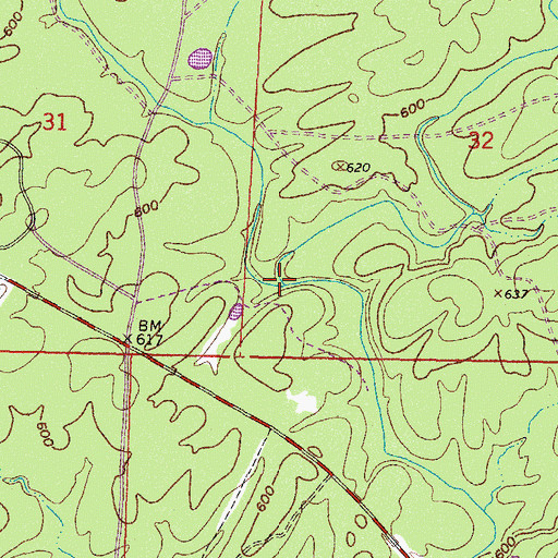 Topographic Map of Wolf Creek, OK