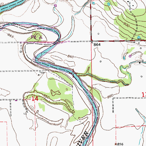 Topographic Map of Wolf Creek, OK
