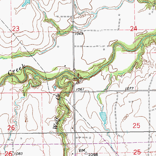Topographic Map of Wolf Creek, OK