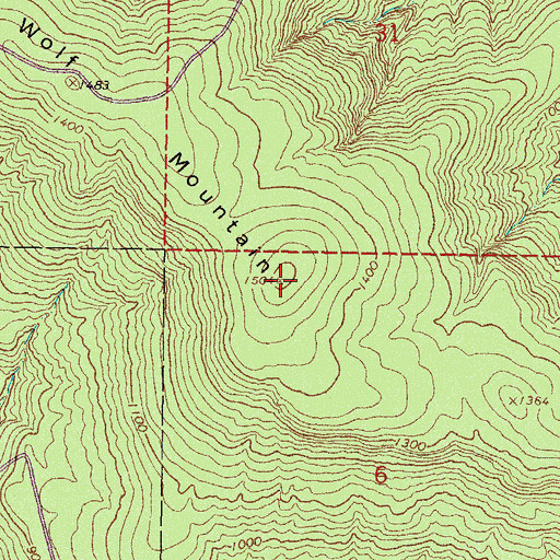 Topographic Map of Wolf Mountain, OK