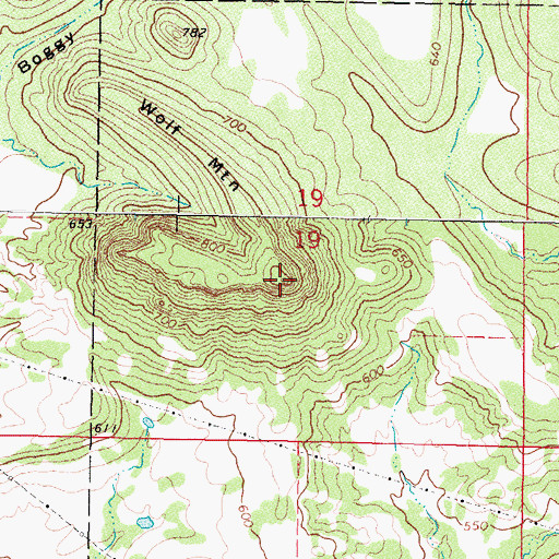 Topographic Map of Wolf Mountain, OK
