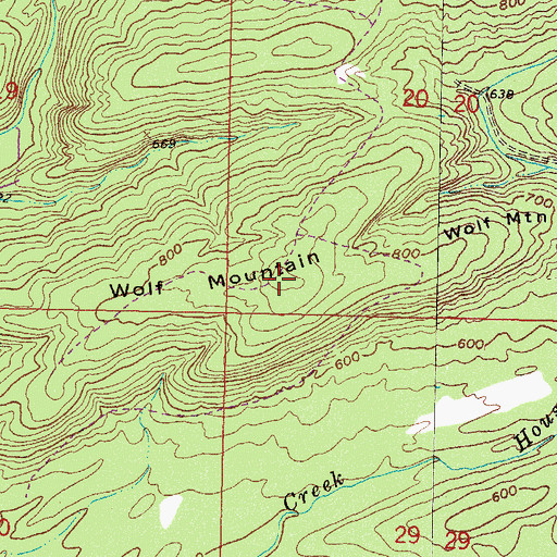 Topographic Map of Wolf Mountain, OK