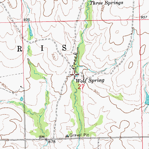 Topographic Map of Wolf Spring, OK