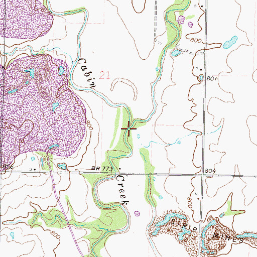 Topographic Map of Wolfe Creek, OK