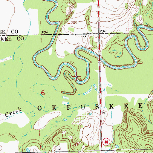 Topographic Map of Wolfe Creek, OK