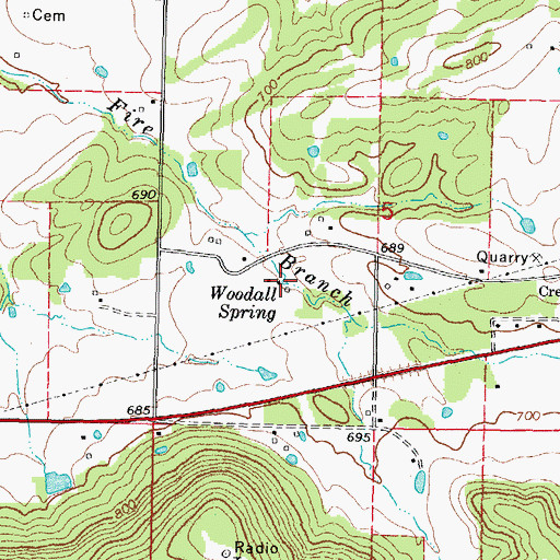 Topographic Map of Woodall Spring, OK