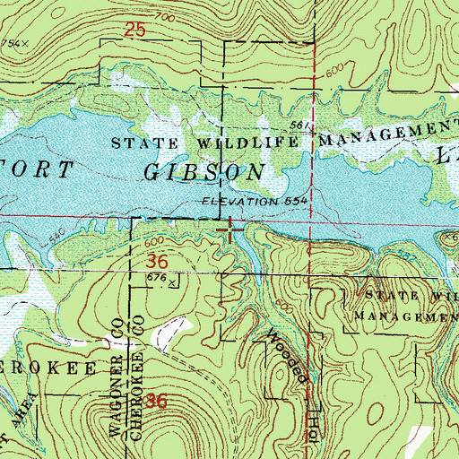 Topographic Map of Wooded Hollow, OK