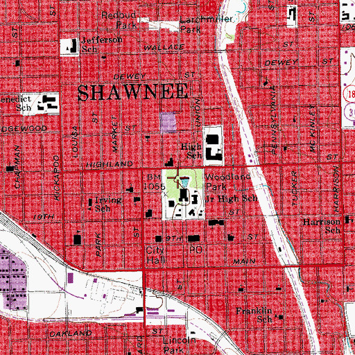 Topographic Map of Woodland Park, OK