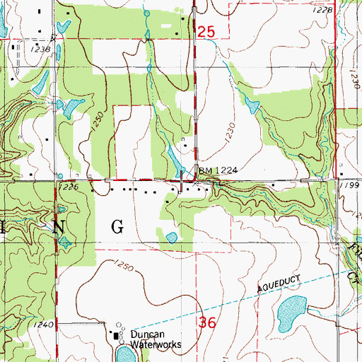 Topographic Map of Woodlawn School, OK