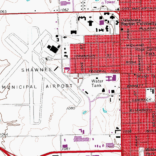 Topographic Map of Shawnee Early Childhood Center, OK