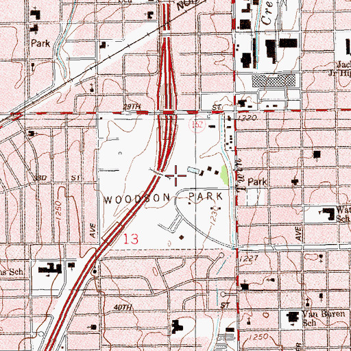 Topographic Map of Woodson Park, OK