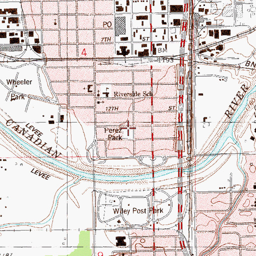 Topographic Map of Woodson School, OK