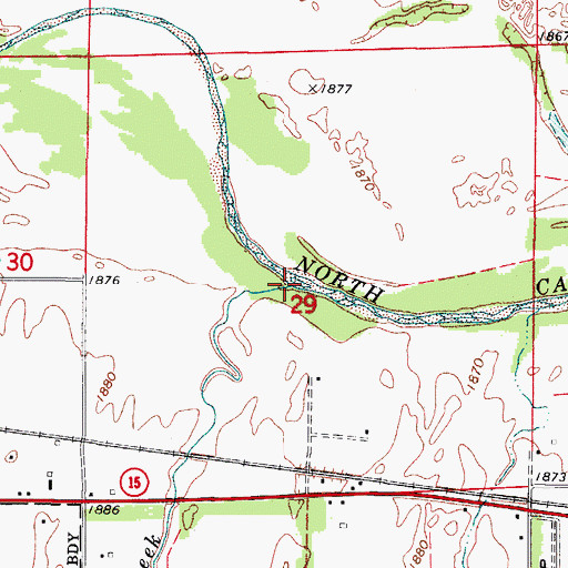 Topographic Map of Woodward Creek, OK