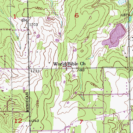Topographic Map of World Bible Church, OK
