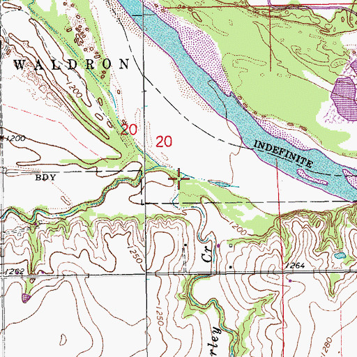 Topographic Map of Worley Creek, OK