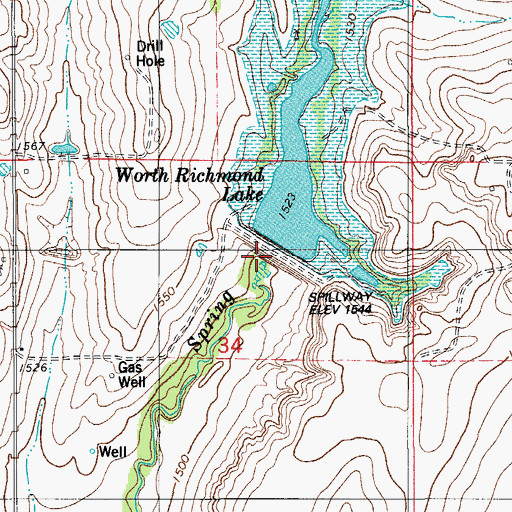 Topographic Map of Worth Richmond Lake, OK