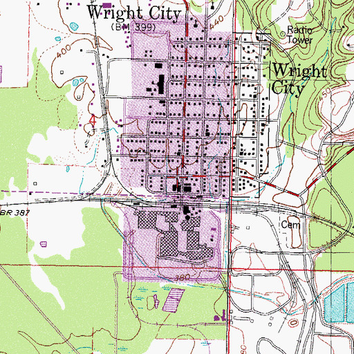 Topographic Map of Wright City, OK