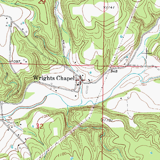 Topographic Map of Wrights Chapel, OK
